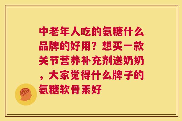 中老年人吃的氨糖什么品牌的好用？想买一款关节营养补充剂送奶奶，大家觉得什么牌子的氨糖软骨素好