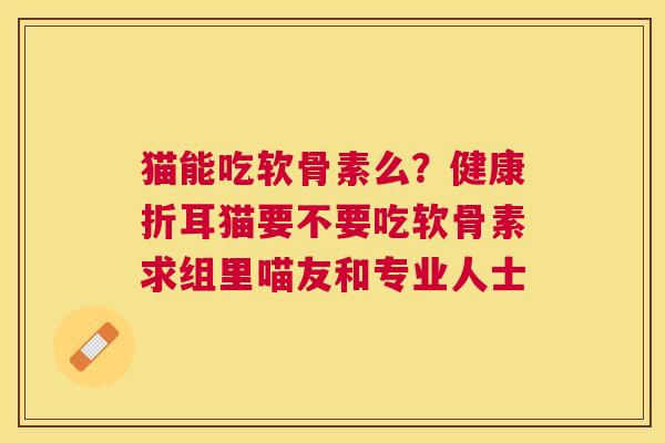 猫能吃软骨素么？健康折耳猫要不要吃软骨素求组里喵友和专业人士