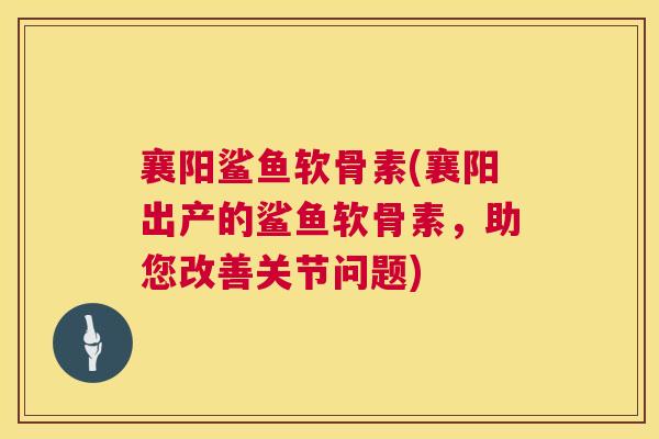 襄阳鲨鱼软骨素(襄阳出产的鲨鱼软骨素，助您改善关节问题)