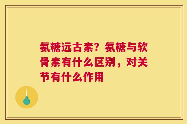 氨糖远古素？氨糖与软骨素有什么区别，对关节有什么作用
