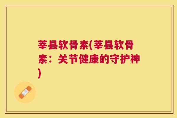 莘县软骨素(莘县软骨素：关节健康的守护神)