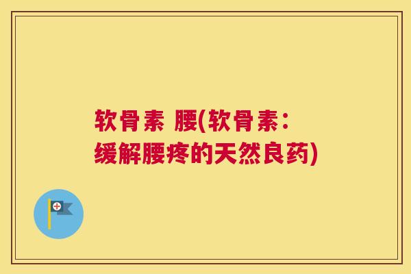 软骨素 腰(软骨素：缓解腰疼的天然良药)