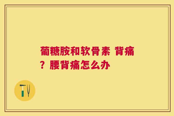 葡糖胺和软骨素 背痛？腰背痛怎么办