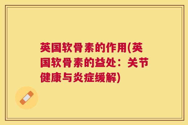 英国软骨素的作用(英国软骨素的益处：关节健康与炎症缓解)