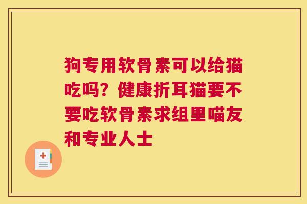 狗专用软骨素可以给猫吃吗？健康折耳猫要不要吃软骨素求组里喵友和专业人士