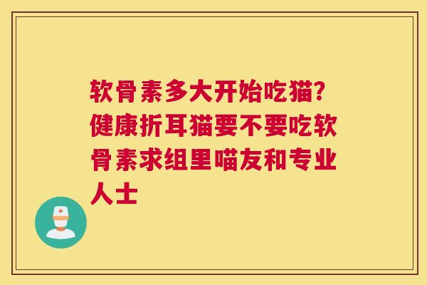 软骨素多大开始吃猫？健康折耳猫要不要吃软骨素求组里喵友和专业人士