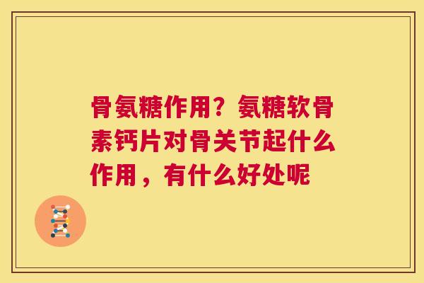 骨氨糖作用？氨糖软骨素钙片对骨关节起什么作用，有什么好处呢