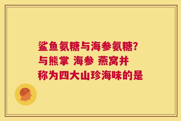 鲨鱼氨糖与海参氨糖？与熊掌 海参 燕窝并称为四大山珍海味的是