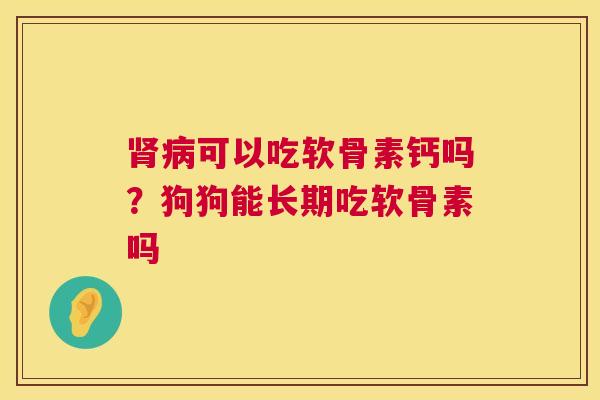 肾病可以吃软骨素钙吗？狗狗能长期吃软骨素吗