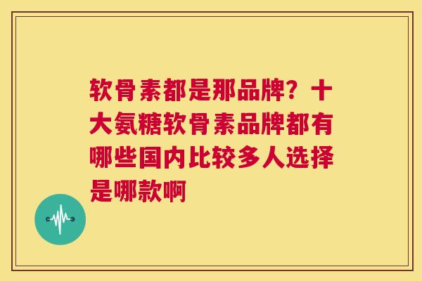 软骨素都是那品牌？十大氨糖软骨素品牌都有哪些国内比较多人选择是哪款啊
