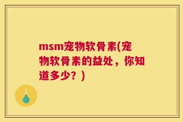 msm宠物软骨素(宠物软骨素的益处，你知道多少？)