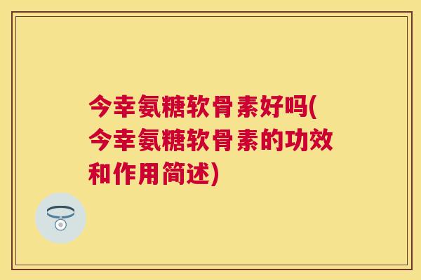 今幸氨糖软骨素好吗(今幸氨糖软骨素的功效和作用简述)