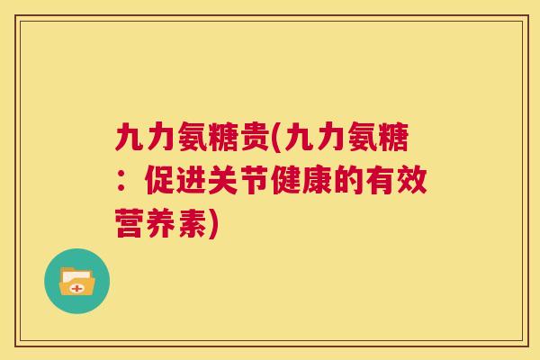 九力氨糖贵(九力氨糖：促进关节健康的有效营养素)