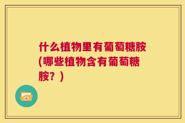 什么植物里有葡萄糖胺(哪些植物含有葡萄糖胺？)