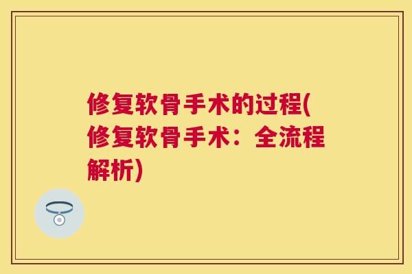 修复软骨手术的过程(修复软骨手术：全流程解析)
