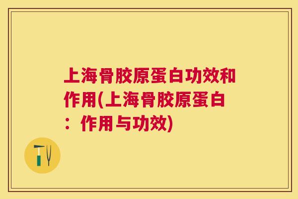 上海骨胶原蛋白功效和作用(上海骨胶原蛋白：作用与功效)
