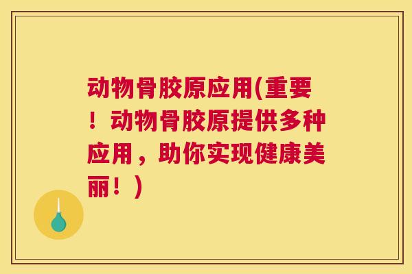 动物骨胶原应用(重要！动物骨胶原提供多种应用，助你实现健康美丽！)