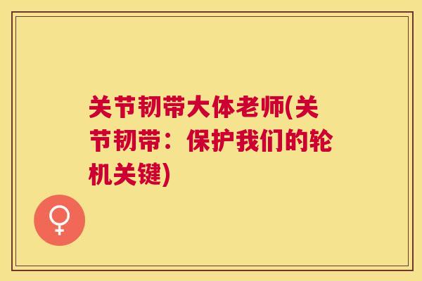 关节韧带大体老师(关节韧带：保护我们的轮机关键)