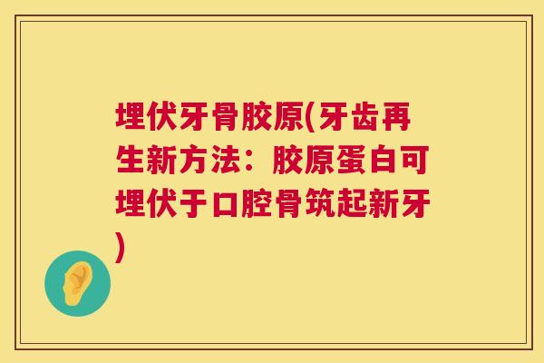 埋伏牙骨胶原(牙齿再生新方法：胶原蛋白可埋伏于口腔骨筑起新牙)