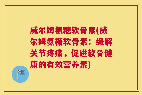 威尔姆氨糖软骨素(威尔姆氨糖软骨素：缓解关节疼痛，促进软骨健康的有效营养素)