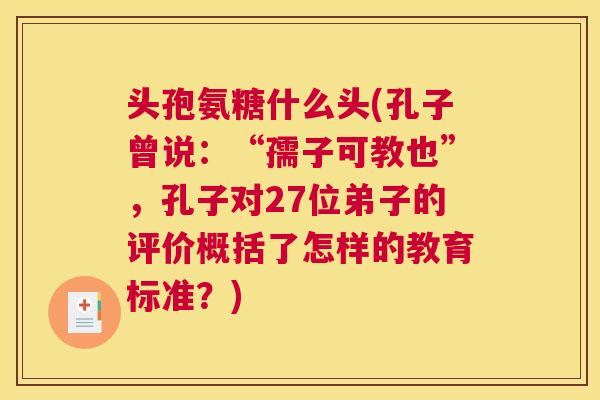 头孢氨糖什么头(孔子曾说：“孺子可教也”，孔子对27位弟子的评价概括了怎样的教育标准？)