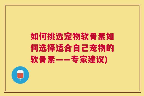 如何挑选宠物软骨素如何选择适合自己宠物的软骨素——专家建议)