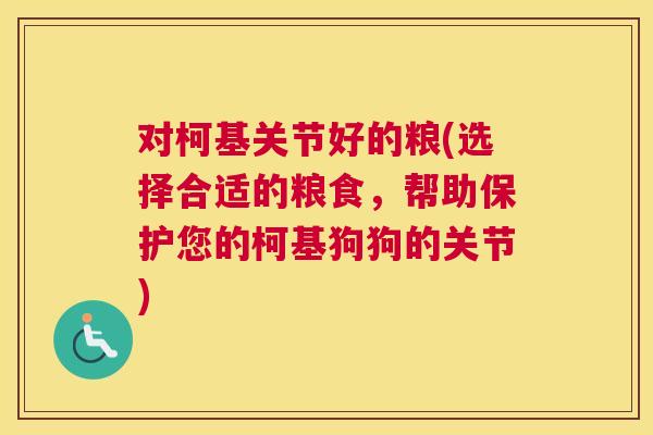 对柯基关节好的粮(选择合适的粮食，帮助保护您的柯基狗狗的关节)