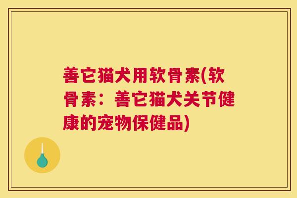 善它猫犬用软骨素(软骨素：善它猫犬关节健康的宠物保健品)