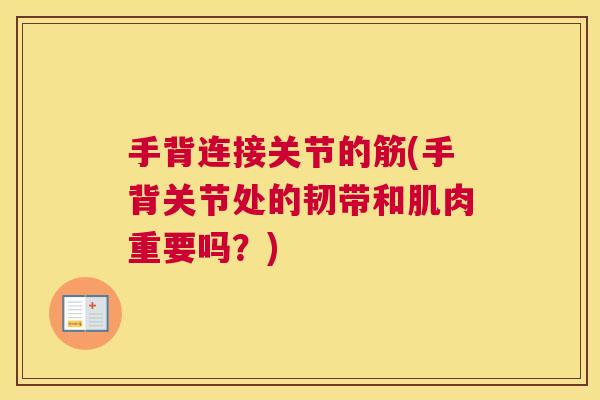 手背连接关节的筋(手背关节处的韧带和肌肉重要吗？)