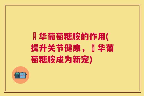 昇华葡萄糖胺的作用(提升关节健康，昇华葡萄糖胺成为新宠)