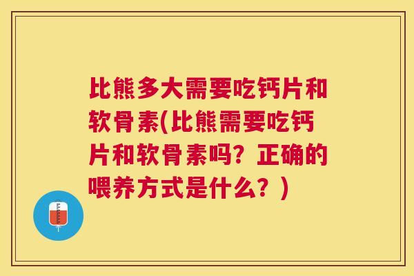 比熊多大需要吃钙片和软骨素(比熊需要吃钙片和软骨素吗？正确的喂养方式是什么？)