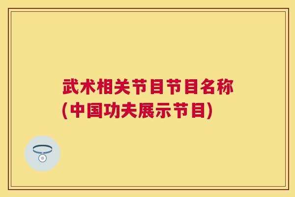 武术相关节目节目名称(中国功夫展示节目)