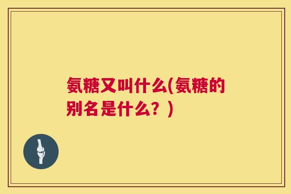 氨糖又叫什么(氨糖的别名是什么？)