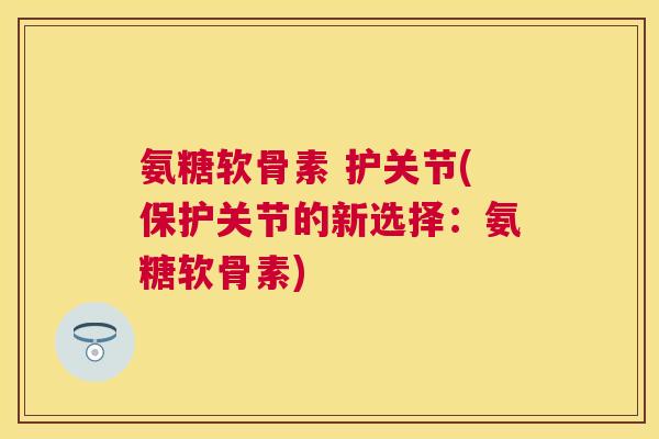 氨糖软骨素 护关节(保护关节的新选择：氨糖软骨素)