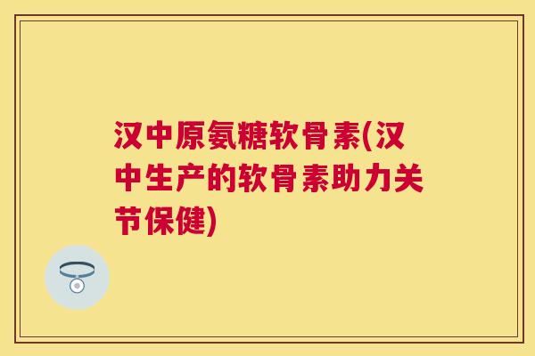 汉中原氨糖软骨素(汉中生产的软骨素助力关节保健)