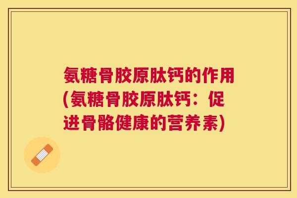 氨糖骨胶原肽钙的作用(氨糖骨胶原肽钙：促进骨骼健康的营养素)