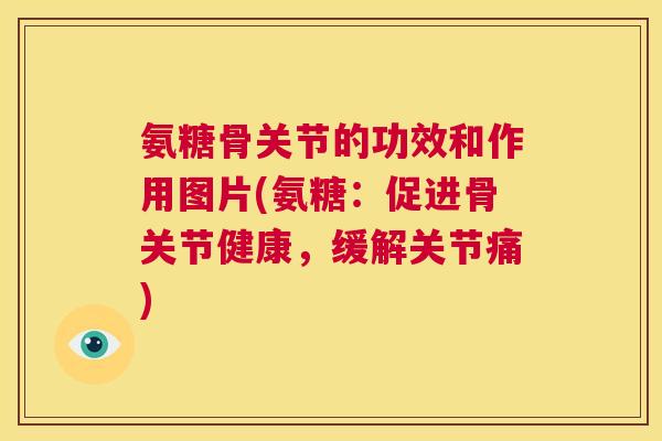 氨糖骨关节的功效和作用图片(氨糖：促进骨关节健康，缓解关节痛)