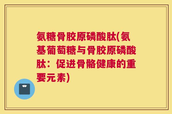 氨糖骨胶原磷酸肽(氨基葡萄糖与骨胶原磷酸肽：促进骨骼健康的重要元素)