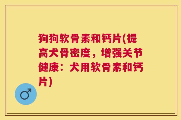 狗狗软骨素和钙片(提高犬骨密度，增强关节健康：犬用软骨素和钙片)