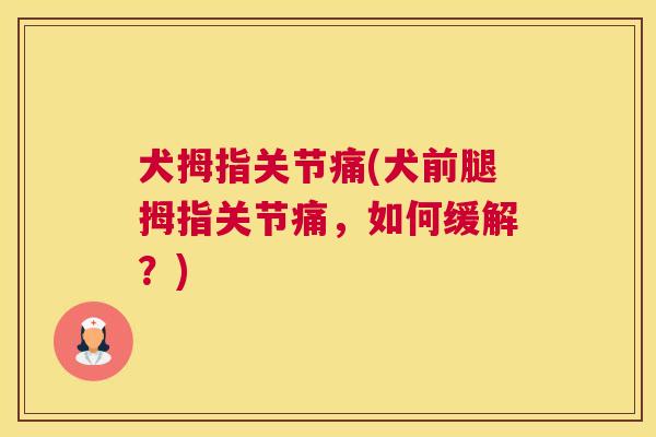 犬拇指关节痛(犬前腿拇指关节痛，如何缓解？)