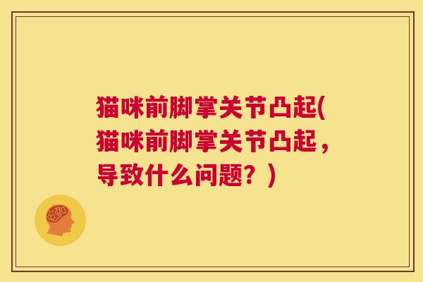 猫咪前脚掌关节凸起(猫咪前脚掌关节凸起，导致什么问题？)