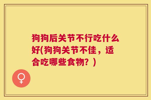 狗狗后关节不行吃什么好(狗狗关节不佳，适合吃哪些食物？)