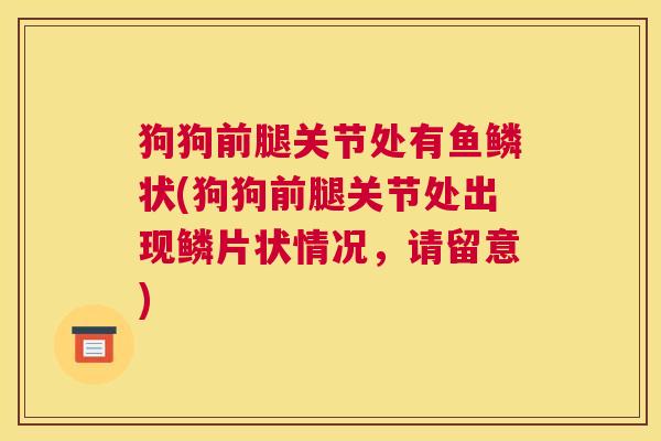 狗狗前腿关节处有鱼鳞状(狗狗前腿关节处出现鳞片状情况，请留意)
