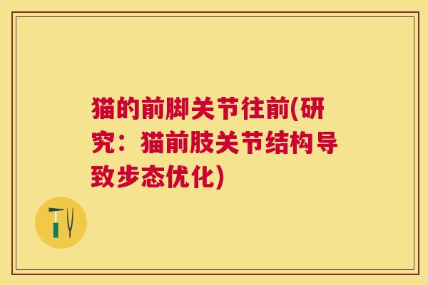 猫的前脚关节往前(研究：猫前肢关节结构导致步态优化)