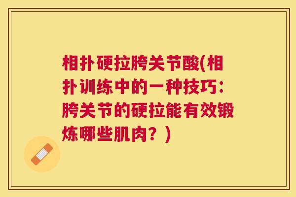 相扑硬拉胯关节酸(相扑训练中的一种技巧：胯关节的硬拉能有效锻炼哪些肌肉？)