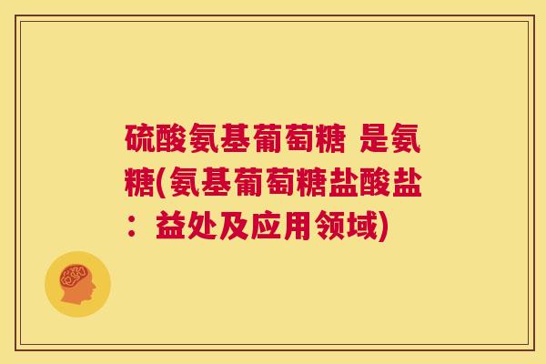 硫酸氨基葡萄糖 是氨糖(氨基葡萄糖盐酸盐：益处及应用领域)