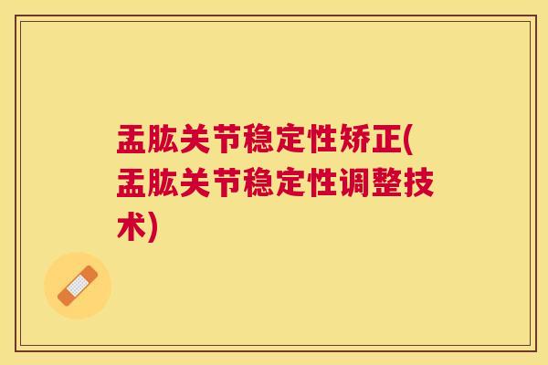 盂肱关节稳定性矫正(盂肱关节稳定性调整技术)