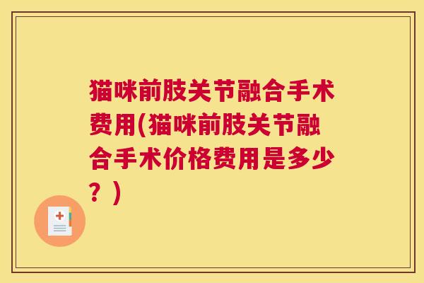 猫咪前肢关节融合手术费用(猫咪前肢关节融合手术价格费用是多少？)