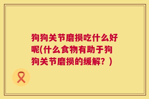 狗狗关节磨损吃什么好呢(什么食物有助于狗狗关节磨损的缓解？)