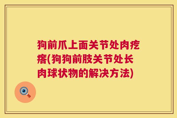 狗前爪上面关节处肉疙瘩(狗狗前肢关节处长肉球状物的解决方法)